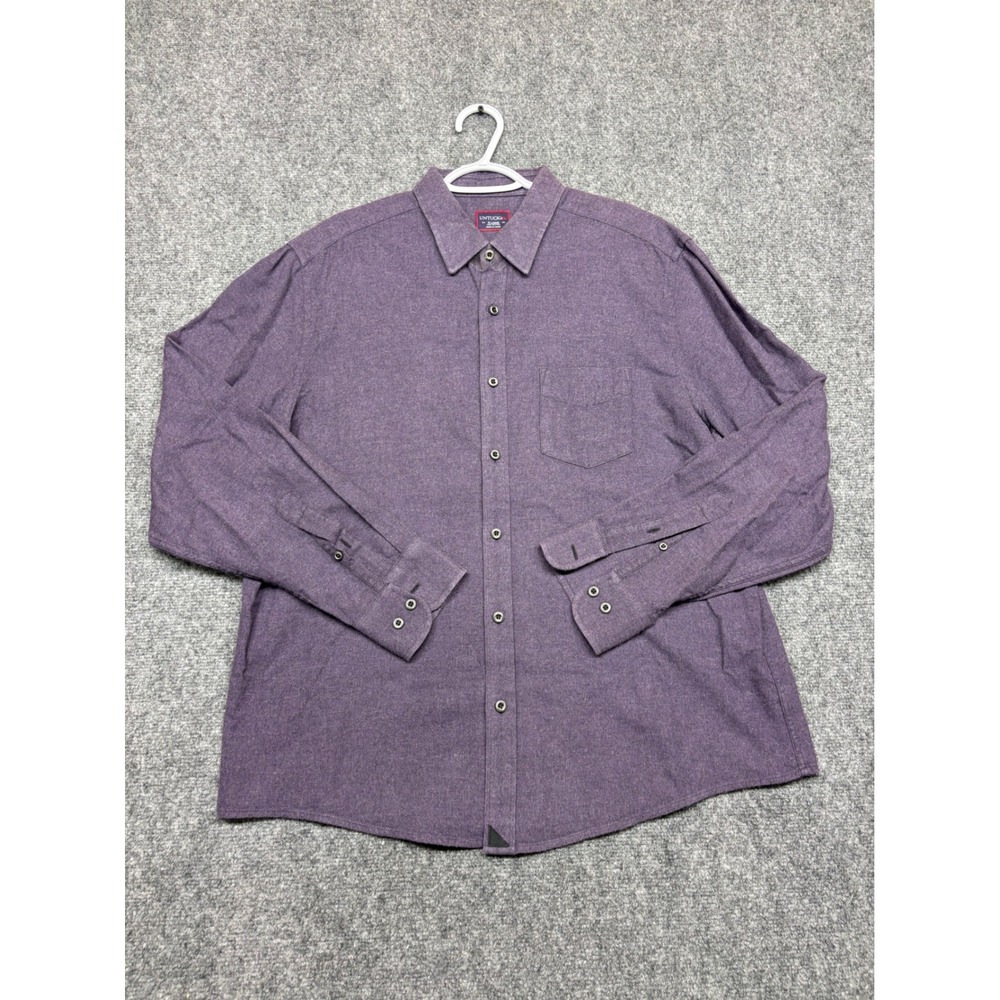 UNTUCKit Mens XL Purple Cotton Flannel Long Sleeve Button Down Shirt Pocket
